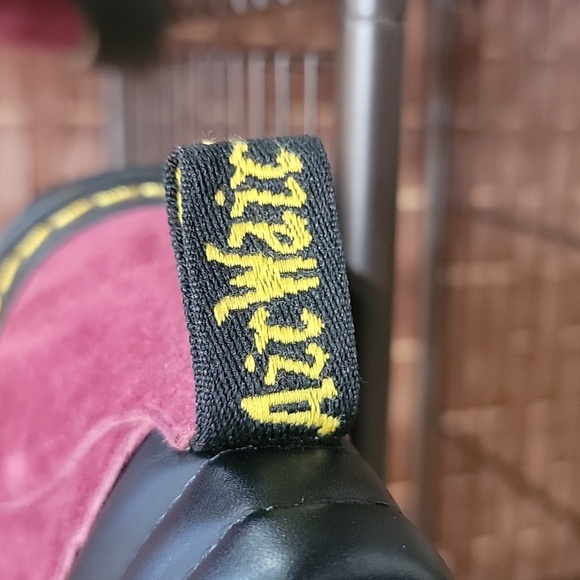 Dr. Martens Persephone Soft Buck Wine High Heel Ankle Boot - Picture 5 of 12